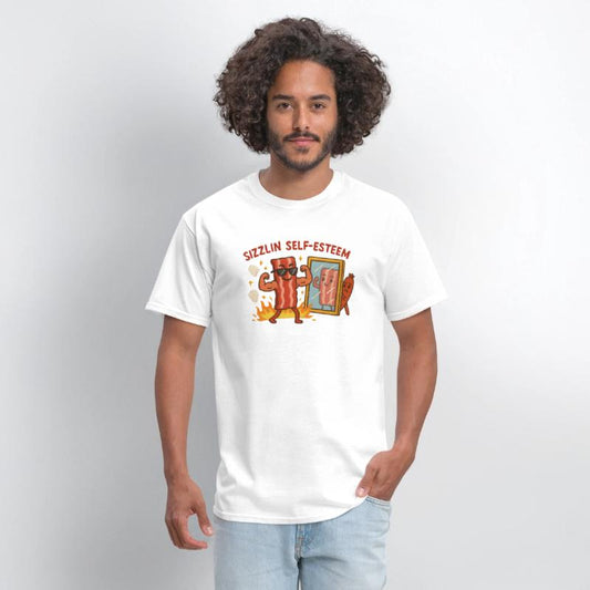 Sizzlin Self Esteem Funny Bacon Shirt for Confiden
