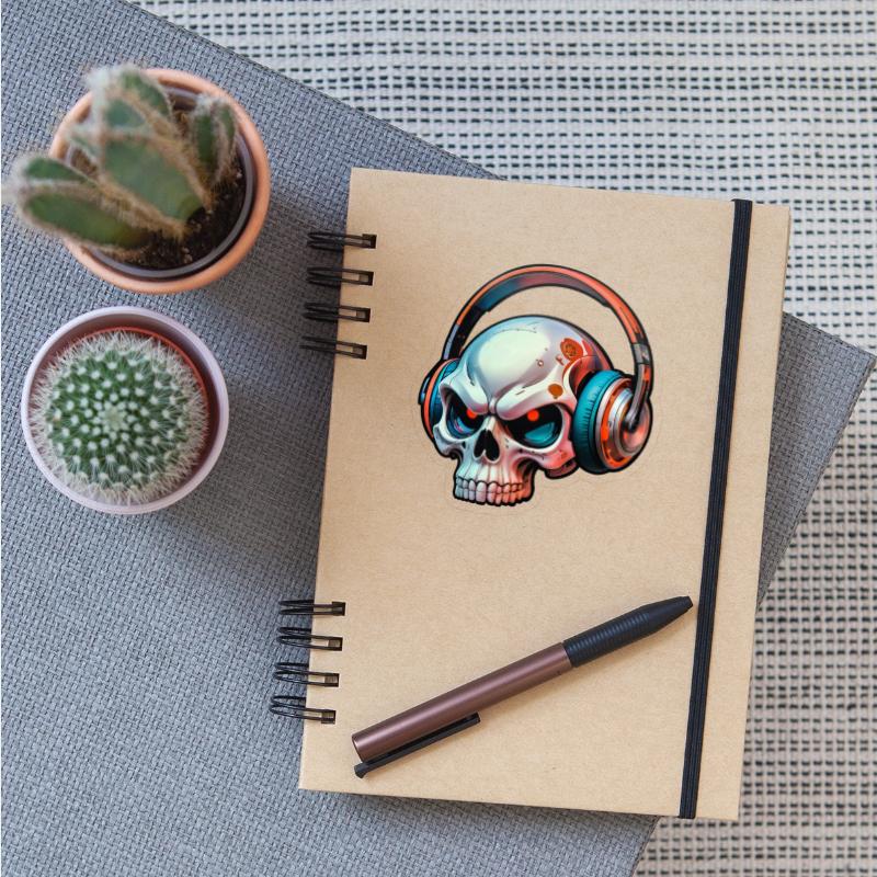 Skull with earphones