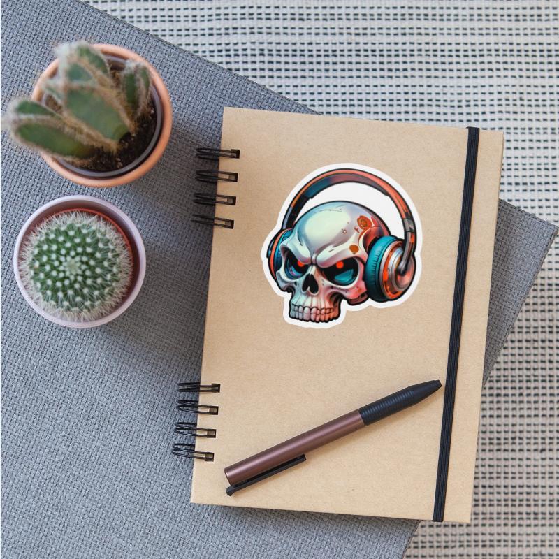 Skull with earphones
