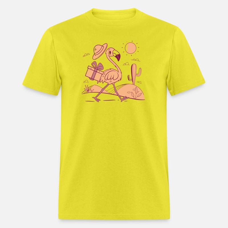 Sunlit Flamingo with Gift Under Desert Sun