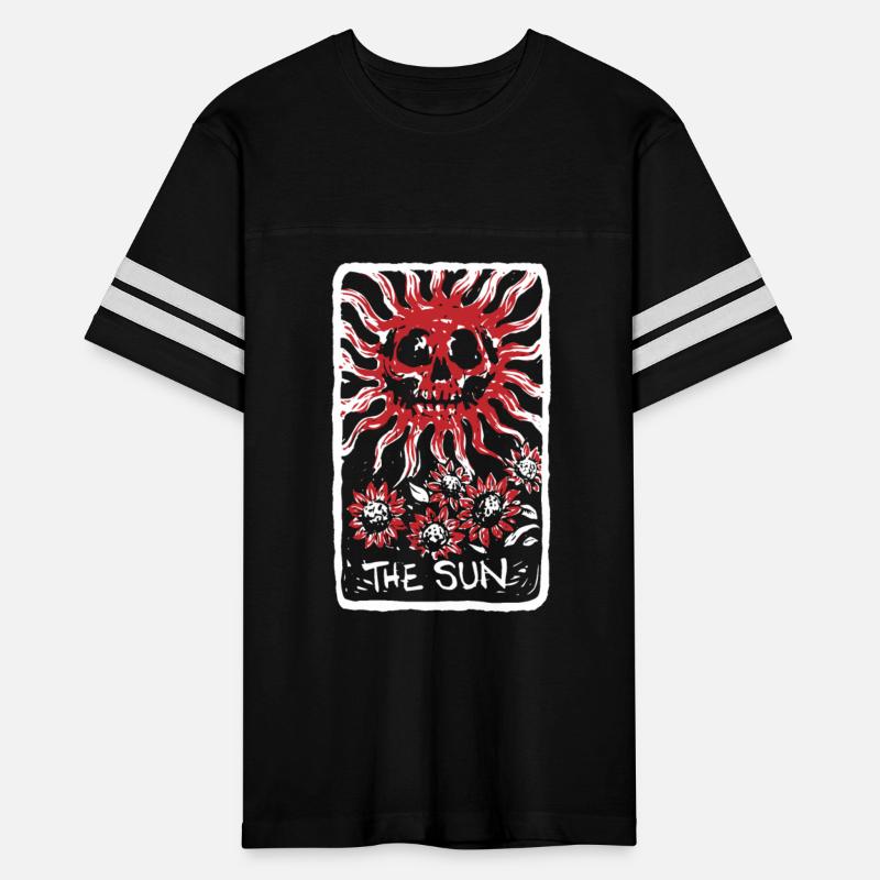 The Sun Blood Red Skeleton Skull Tarot Card