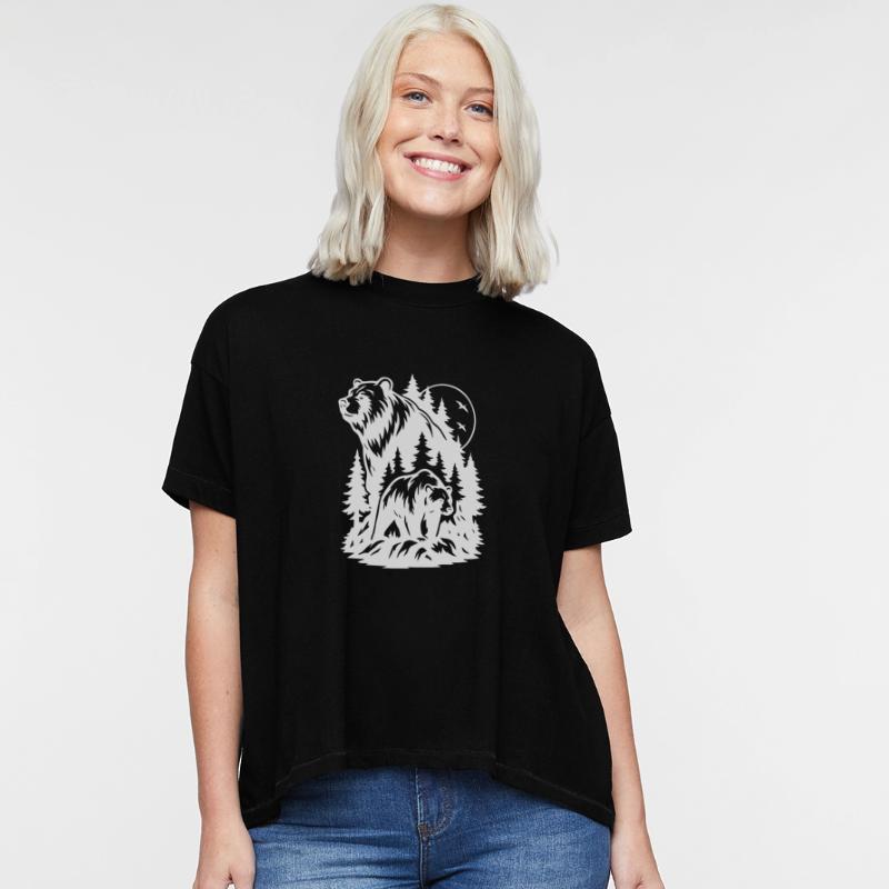 White Bears in Forest Silhouette